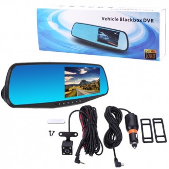 Автомобильный видеорегистратор-зеркало L-9004, LCD 3.5'', 2 камеры, 1080P Full H. . фото 4