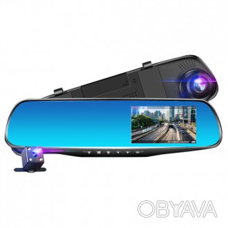 Автомобильный видеорегистратор-зеркало L-9004, LCD 3.5'', 2 камеры, 1080P Full H. . фото 1