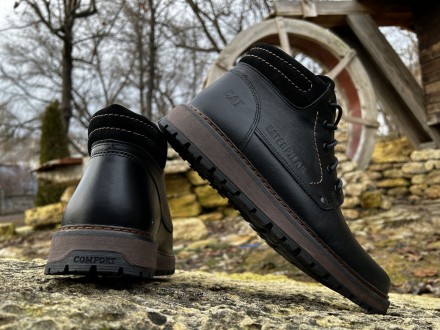 Шкіряні зимові черевики на хутрі CAT Black Boots
CAT — не просто гарне взуття, а. . фото 11