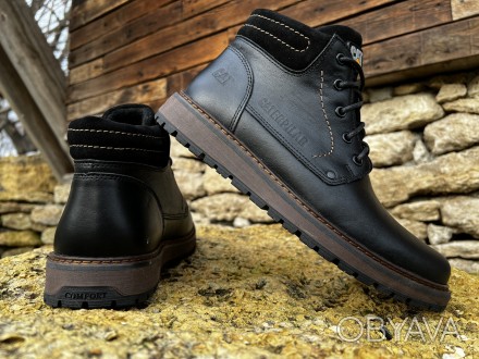 Шкіряні зимові черевики на хутрі CAT Black Boots
CAT — не просто гарне взуття, а. . фото 1