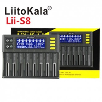 Зарядний пристрій LiitoKala Lii-S8, 8х -AA, AAA, 18650, 26650, 21700 Li-ion, LiF. . фото 2