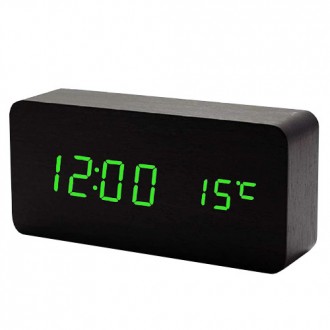 Часы сетевые VST-862-4 зеленые, (корпус черный) температура, USB. . фото 2