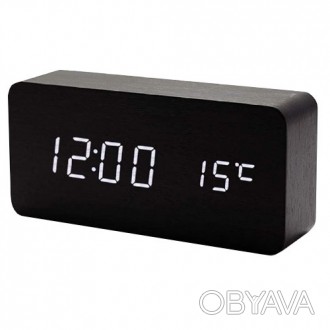 Часы сетевые VST-862-6 белые, (корпус черный) температура, USB. . фото 1