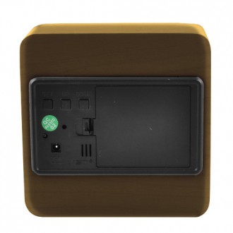 Часы сетевые VST-872-4, зеленые, (корпус коричневый) температура, USB. . фото 3