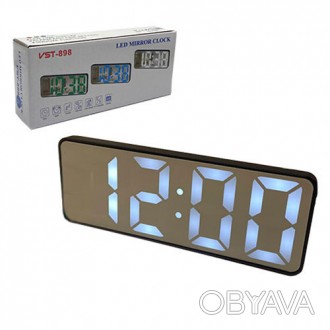 Часы сетевые VST-898-6, белые, температура, USB. . фото 1