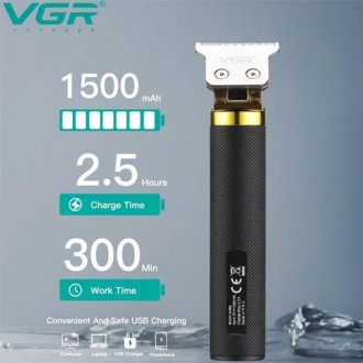 VGR V-082 Професійна акумуляторна машинка (тример) для стриження волосся й бород. . фото 3