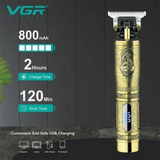 VGR V-091 Професійна акумуляторна машинка (тример) для стриження волосся й бород. . фото 3