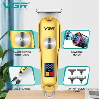 VGR V-290 Професійна акумуляторна машинка (тример) для стриження волосся й бород. . фото 3