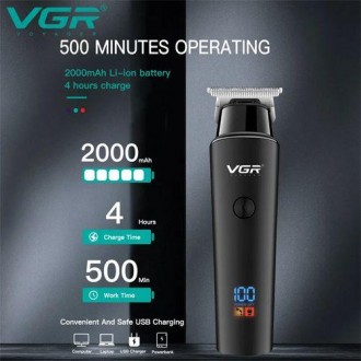 VGR V-937 Професійна акумуляторна машинка (тример) для стриження волосся. 
STRON. . фото 3