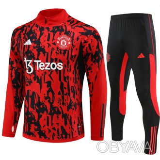 Детский футбольный костюм Манчестер Юнайтед Adidas 2023-2024 Black/Red Camo каму