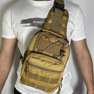 Чоловіча тактична багатофункціональна нагрудна сумка-слінг через плече із систем. . фото 5