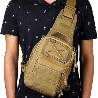 Мужская тактическая многофункциональная нагрудная сумка-слинг через плечо с сист. . фото 54