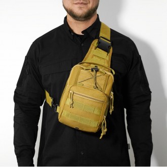 Мужская тактическая многофункциональная нагрудная сумка-слинг через плечо с сист. . фото 22