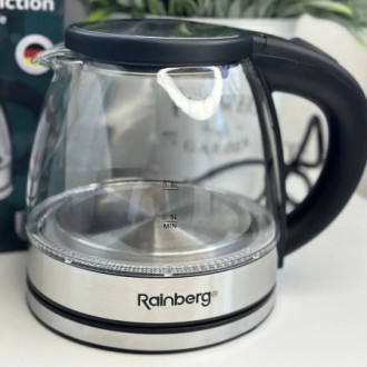 Скляний з підсвічуванням електричний чайник rainberg RB-2251 з дисковим нагрівал. . фото 9