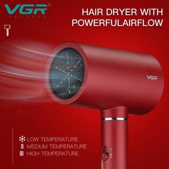 Профессиональный фен VGR V-431 оборудован мотором мощностью 1600-1800 Вт, благод. . фото 3