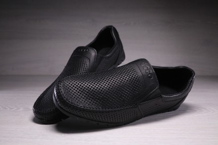 Шкіряні чоловічі мокасини з перфорацією Black Leather 
Характеристика товара:
Рі. . фото 12