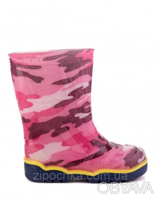 Дитячі гумові чоботи "Камуфляж рожевий"
Розмірний ряд: 23-26
Верх взуття: ПВХ бе. . фото 1
