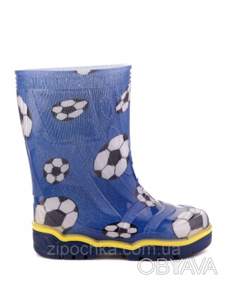 Дитячі гумові чоботи Футбольний м'яч на синьому
Розмірний ряд: 23-26
Верх взуття. . фото 1
