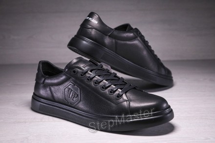  Кожаные мужские кеды кроссовки Philipp Plein Nappa Black
Кеды Philipp Plein изг. . фото 7