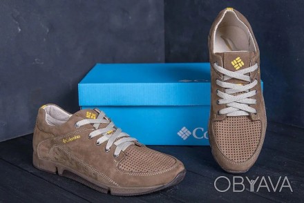 Чоловічі літні кросівки Nubuck Beige — натуральна шкіра з перфорацією
Туфлі спор. . фото 1