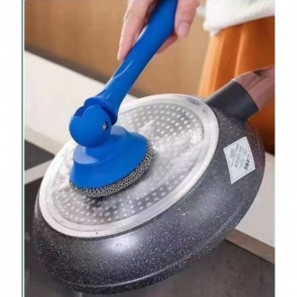 Стальная щетка-скребок для посуды поможет с легким удалением засохших пятен и гр. . фото 3