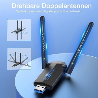 Мережевий адаптер Wi-Fi, адаптер для ПК, адаптер WLAN ElecMoga USB 3.0, 1300 Мбіт/с, ПК, 2,4 ГГц/5,8 ГГц,. . фото 3 Мережевий адаптер Wi-Fi, адаптер для ПК, адаптер WLAN ElecMoga USB 3.0, 1300 Мбі. . фото 3