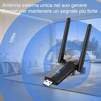 Мережевий адаптер Wi-Fi, адаптер для ПК, адаптер WLAN ElecMoga USB 3.0, 1300 Мбіт/с, ПК, 2,4 ГГц/5,8 ГГц,. . фото 5 Мережевий адаптер Wi-Fi, адаптер для ПК, адаптер WLAN ElecMoga USB 3.0, 1300 Мбі. . фото 5