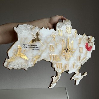 Настенные часы "Карта Украины" – это воплощение красоты эпоксидной смолы в сочет. . фото 6