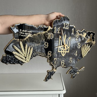 Настенные часы "Карта Украины" – это воплощение красоты эпоксидной смолы в сочет. . фото 2