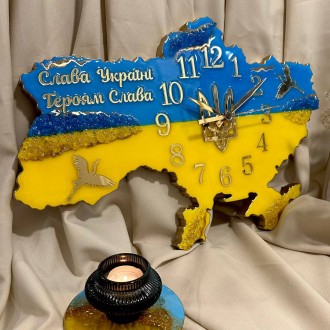 Настінний годинник "Карта України" - це втілення краси епоксидної смоли у поєдна. . фото 6