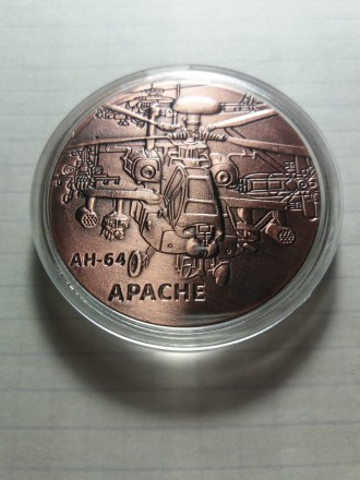 Монета гвинтокрил APACHE AH-64 США. Монета нова. Капсула не відкривалася. Розмір. . фото 2