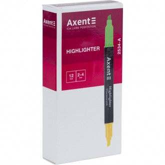 Маркер текстовий Axent Highlighter Dual 2-4мм клиноподібний зелений+жовтий 2534-. . фото 3