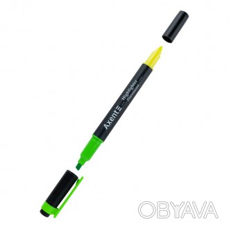 Маркер текстовий Axent Highlighter Dual 2-4мм клиноподібний зелений+жовтий 2534-. . фото 1
