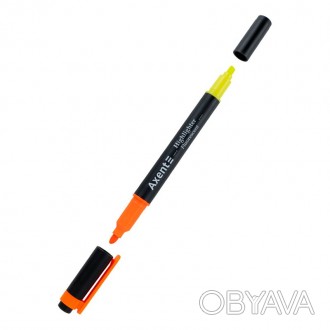 Маркер текстовий Axent Highlighter Dual 2-4мм клиноподібний помаранчевий+жовтий . . фото 1