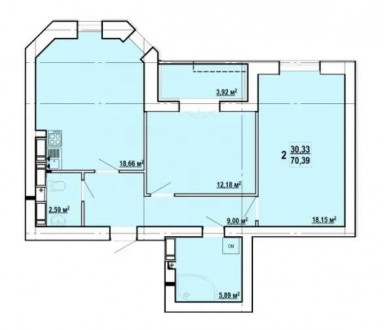 Номер оголошення на сайті компанії: SF-2-834-270-OB.
 У продажу 1-кімнатна кварт. . фото 3