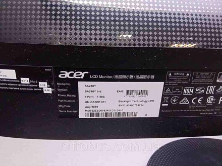 Acer SA240Ybid — чудовий широкоформатний монітор, що рівною мірою підходить як д. . фото 2