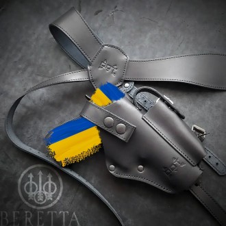 Кобура оперативная для BERETTA 92 GUN HOLSTER скрытого ношения, черная/коричнева. . фото 2
