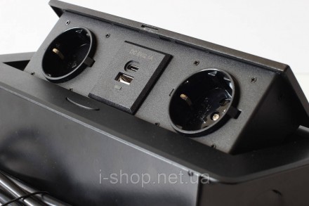 Удлинитель розетки 2R+USB+Type-C черный предназначен для столов для переговоров,. . фото 7