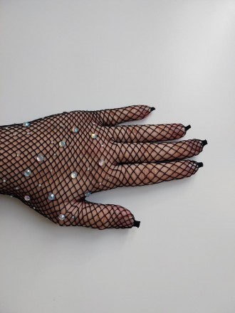 Довгі рукавички із сіточки зі стразами
Розмір: один розмір, підійдуть на S, M, L. . фото 5