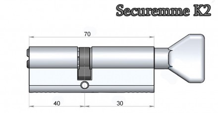 Цилиндровый механизм Securemme 3200PCS40301X5 К2 40/30 мм 
 Цилиндр Securemme 32. . фото 3
