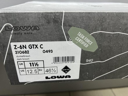 
Lowa Z-6N GTX C 310682 0493 Dark Brown Мужские ботинки, 46.5 размер (EU), 294 м. . фото 4