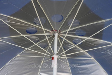 Зонт 2.2м с серебряным напылением и ветровым клапаном для сада, летних площадок,. . фото 2