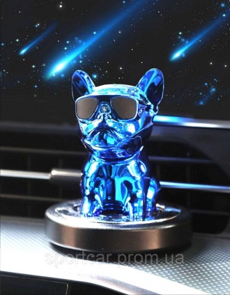 Ароматизатор в машину Bulldog с качающейся головой синиго цвета (стильный аромат. . фото 3
