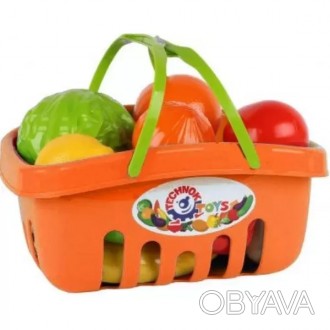 Игрушечные овощи и фрукты в удобной корзине - это замечательный подарок, интерес. . фото 1