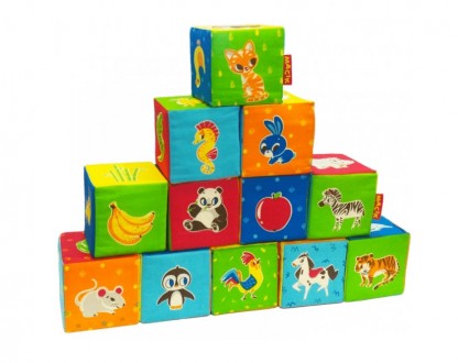 Яркие мягкие кубики с рисунками животных фермы и зоопарка – отличная игруш. . фото 2