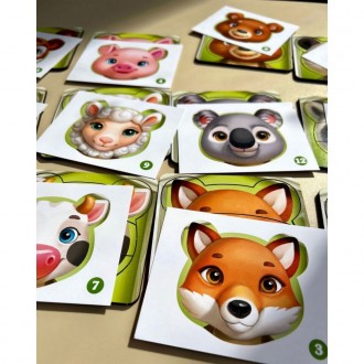 В наборе 39 деталей и 13 карточек с животными.
Задача малыша: собрать животных к. . фото 7