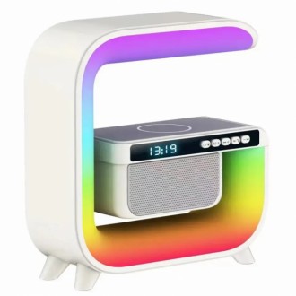 Нічник акумуляторний RGB G3 з бездротовою зарядкою 15W і Bluetooth колонкою 3W Н. . фото 4