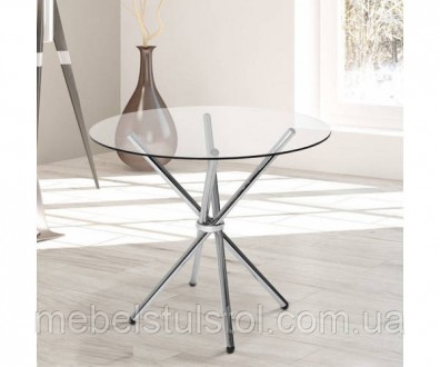 Обідній стіл, круглий, скляний, стільниця з загартованого прозорого скла товщино. . фото 4