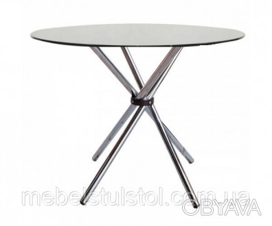 Обідній стіл, круглий, скляний, стільниця з загартованого прозорого скла товщино. . фото 1