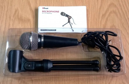 Микрофон Trust с выключателем звука и подставкой-треногой.Б/у, полностью рабочий. . фото 4